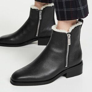 NWT$675 3.1 Phillip Lim Alexa Shearling-lined Leather Ankle Boots Zippers 8.5